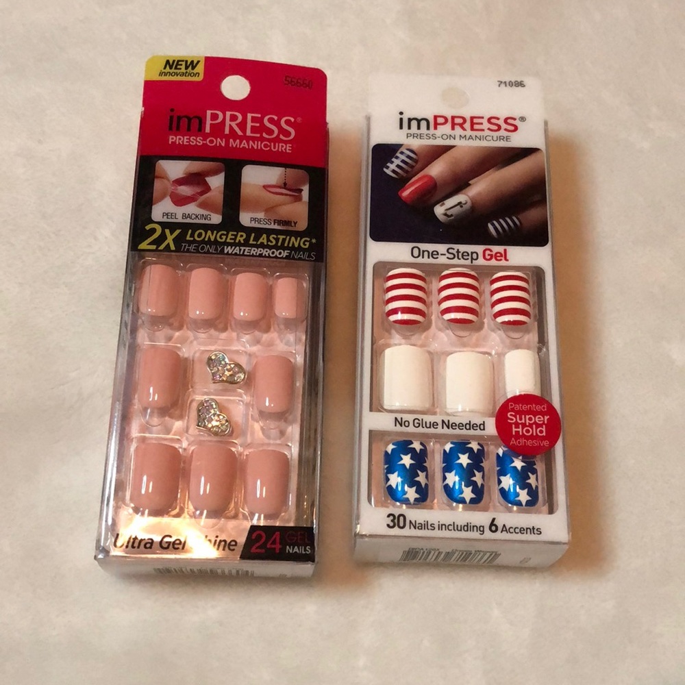 Impress Press-on Manicure Nails Patriotic / Pink